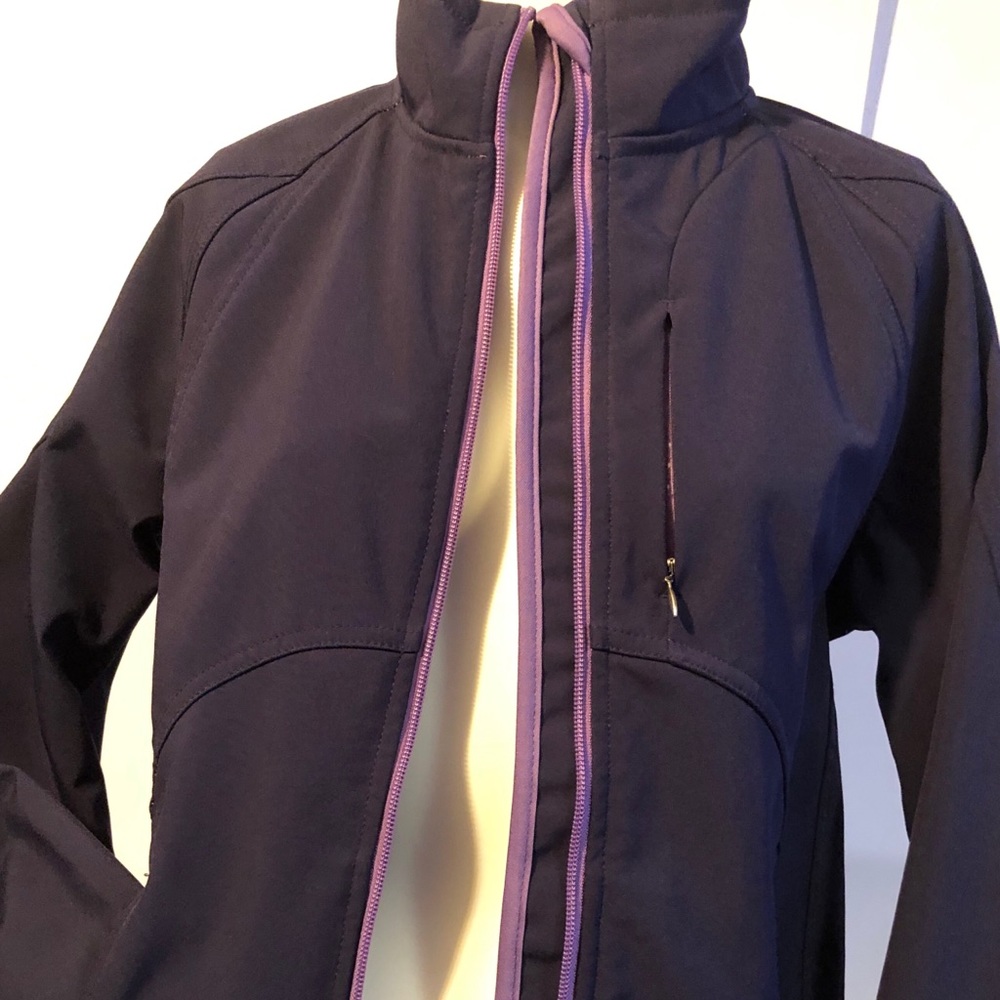 Women double diamond purple jacket coat fleece S